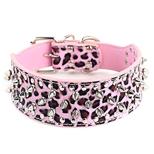 WT-DDJJK Collar de Cadena, Lujoso Collar de Perro con Tachuelas y púas Collares de Cuero de PU Acolchados para Perros medianos Grandes Correa de Cuello