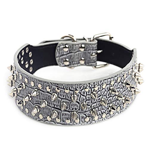 WT-DDJJK Collar de Cadena, Lujoso Collar de Perro con Tachuelas y púas Collares de Cuero de PU Acolchados para Perros medianos Grandes Correa de Cuello