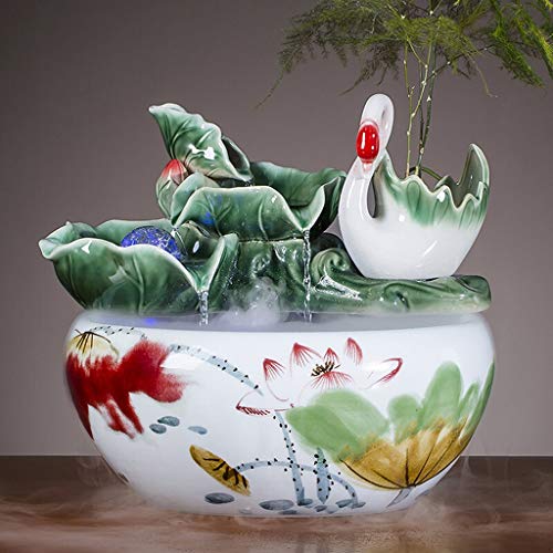 xinxinchaoshi Pecera Hecho a Mano Creativo de cerámica Tanque de Peces Acuario Fuente de Agua humidificación atomizada Sala de Estar Tanque de Peces decoración Acuario Pequeño (Size : S)