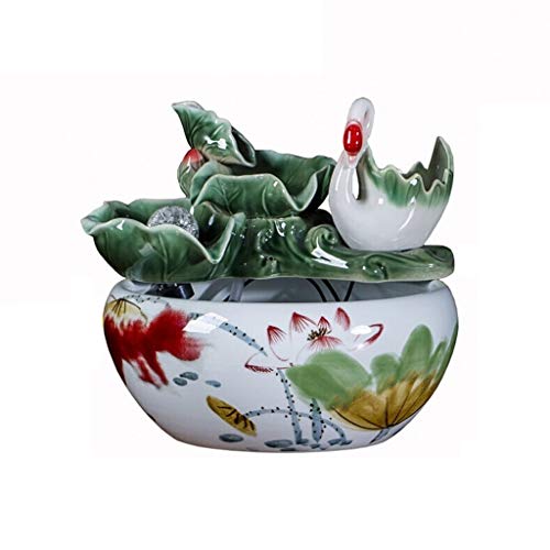 xinxinchaoshi Pecera Hecho a Mano Creativo de cerámica Tanque de Peces Acuario Fuente de Agua humidificación atomizada Sala de Estar Tanque de Peces decoración Acuario Pequeño (Size : S)