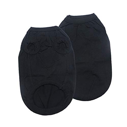 YAODHAOD Ropa de Perro de algodón de Color sólido Camisetas para Perros, Camisetas de algodón Suaves y Transpirables, Ropa para Perros pequeños, medianos, Gatos, 2 Piezas (M, Gris + Negro)