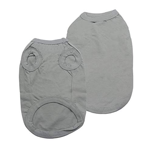 YAODHAOD Ropa de Perro de algodón de Color sólido Camisetas para Perros, Camisetas de algodón Suaves y Transpirables, Ropa para Perros pequeños, medianos, Gatos, 2 Piezas (M, Gris + Negro)