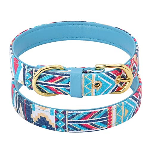 YUEHAN Collar De Perro Collar De Cuero De PU para Perros, Collares De Perro Impresos para Mascotas, Ajustables para Perros Medianos Y Grandes, Beagle Collier Chien Petshop SML