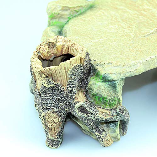 YzDnF Plataforma de Recogida de Reptiles acuáticos Resina Creativa Reclinación Reptil Terraza Plataforma Basking Anfibios Escondite for Los Pequeños Animales Domésticos En Reposo Juego