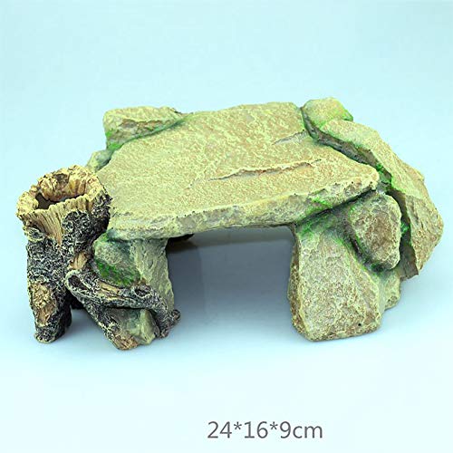 YzDnF Plataforma de Recogida de Reptiles acuáticos Resina Creativa Reclinación Reptil Terraza Plataforma Basking Anfibios Escondite for Los Pequeños Animales Domésticos En Reposo Juego