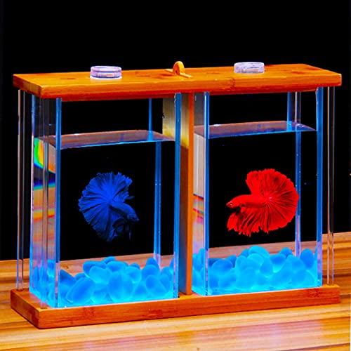 ZHANGJINYISHOP2016 Tanque de pescado creativo bilateral vidrio transparente Betta pecera rectangular pequeño ornamental tanque de peces planta de agua tanque oficina hogar acuario kits de inicio