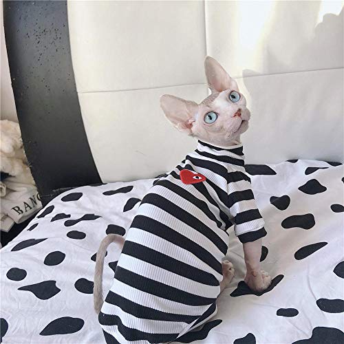 ZHIHAN Sphinx Gato Ropa Camiseta a Rayas en Blanco y Negro Chaleco Fino, Camiseta, XXL +