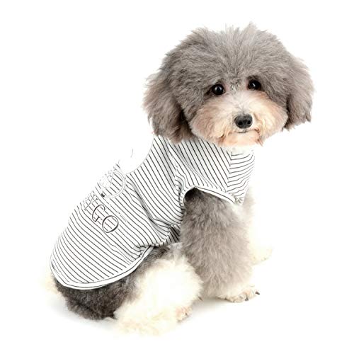 Zunea Camisetas para perros pequeños Chico Chaleco a rayas Verano Tank Top Ropa de Cachorro Mascota Gatos Camiseta Algodón Suave Ropa Chihuahua Ropa Negro XXL